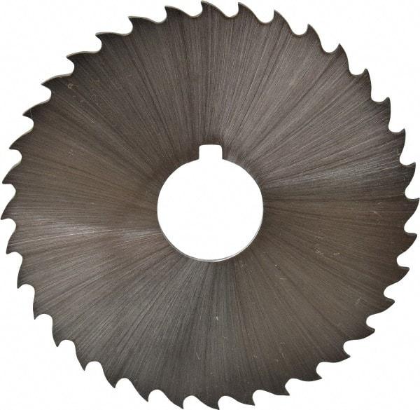 Controx - 2-1/2" Diam x 1/16" Blade Thickness x 5/8" Arbor Hole Diam, 36 Tooth Slitting and Slotting Saw - Arbor Connection, Right Hand, Uncoated, Cobalt, 15° Rake, Concave Ground, Contains Keyway - Caliber Tooling