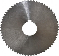 Controx - 4" Diam x 0.04" Blade Thickness x 1" Arbor Hole Diam, 64 Tooth Slitting and Slotting Saw - Arbor Connection, Right Hand, Uncoated, Cobalt, 15° Rake, Concave Ground, Contains Keyway - Caliber Tooling