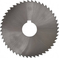 Controx - 4" Diam x 0.0781" Blade Thickness x 1" Arbor Hole Diam, 48 Tooth Slitting and Slotting Saw - Arbor Connection, Right Hand, Uncoated, Cobalt, 15° Rake, Concave Ground, Contains Keyway - Caliber Tooling