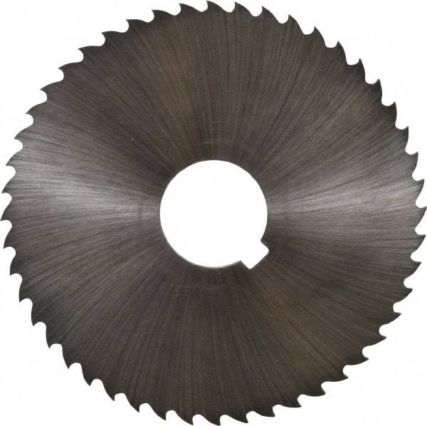 Controx - 4" Diam x 0.0938" Blade Thickness x 1" Arbor Hole Diam, 48 Tooth Slitting and Slotting Saw - Arbor Connection, Right Hand, Uncoated, Cobalt, 15° Rake, Concave Ground, Contains Keyway - Caliber Tooling