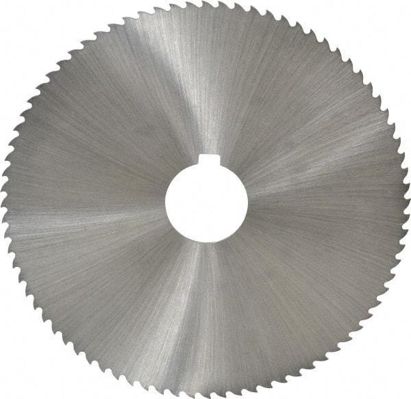 Controx - 5" Diam x 0.0469" Blade Thickness x 1" Arbor Hole Diam, 80 Tooth Slitting and Slotting Saw - Arbor Connection, Right Hand, Uncoated, Cobalt, 15° Rake, Concave Ground, Contains Keyway - Caliber Tooling