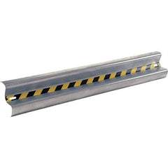 Vestil - 6' Long x 12" High, Gray with Black & Yellow Caution Tape Steel Straight Standard Guard Rail - 2 Rails Accommodated, 3-1/4" Deep, 47 Lb - Caliber Tooling