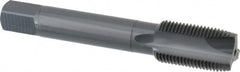 OSG - M18x1.50 Metric Fine, 3 Flute, Oxide Finish, Vanadium High Speed Steel Spiral Point Tap - Plug Chamfer, Right Hand Thread, 4-1/32" OAL, 1-13/16" Thread Length, 0.542" Shank Diam, Series 289 - Exact Industrial Supply