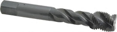 OSG - M16x1.50 Metric Fine 3 Flute Modified Bottoming Spiral Flute Tap - Vanadium High Speed Steel, Oxide Finish, 3-13/16" OAL, Right Hand Flute, Right Hand Thread, D6, Series 299 - Exact Industrial Supply