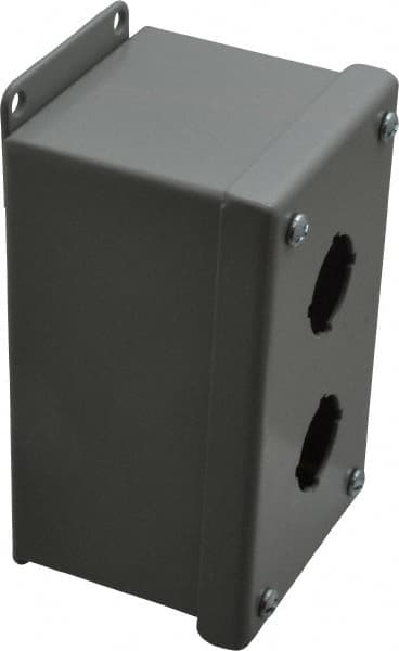 Cooper B-Line - 2 Hole, 1.203 Inch Hole Diameter, Steel Pushbutton Switch Enclosure - 5-3/4 Inch High x 3-1/4 Inch Wide x 3 Inch Deep, 12, 13 NEMA Rated - Caliber Tooling