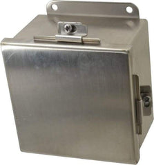 Cooper B-Line - Stainless Steel Standard Enclosure Hinge Flat Cover - NEMA 4, 12, 13, 3RX, 4X, 6" Wide x 6" High x 4" Deep, Corrosion Resistant, Dust-tight, Rainproof & Watertight - Caliber Tooling