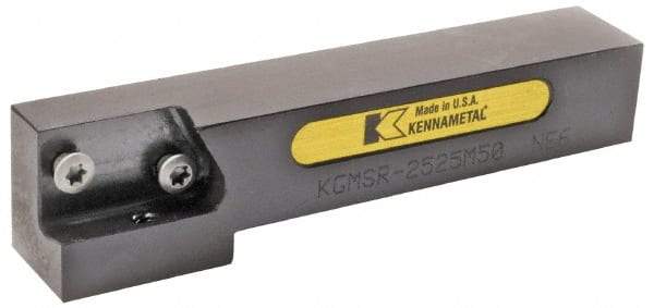 Kennametal - KGMS, Left Hand, Indexable Grooving Tool Holder - 25mm Shank Height, 25mm Shank Width, 138.75mm OAL - Caliber Tooling