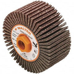 WALTER Surface Technologies - 4-1/4" Diam 60 Grit Aluminum Oxide Unmounted Flap Wheel - 5/8-11 Threaded Hole, 2" Wide, Coated, Grade Coarse, 3,800 Max RPM - Caliber Tooling