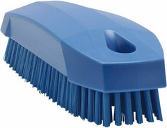 Vikan - 0.7" Bristle Length, Polyester Scrub Brush - 1-1/2" Wide Head, 4-1/2" OAL, Blue, Polypropylene Block - Caliber Tooling