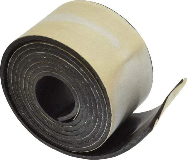 Made in USA - 1/8" Thick x 2" Wide x 60" Long, Adhesive Backed Buna-N Rubber Strip - Stock Length, 70 Shore A Durometer, 2,500 psi Tensile Strength, -20 to 170°F, Black - Caliber Tooling