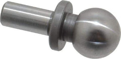 Gibraltar - 1/2" Ball Diam, 1/4" Shank Diam, Steel Inspection Tooling Ball - Slip-Fit Shank, 15/16" Ball Center to Shank Bottom, 0.4" Ball Center to Shoulder Bottom, with Shoulder - Caliber Tooling