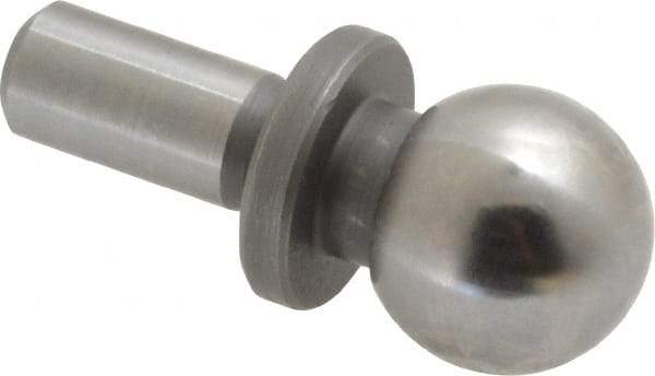 Gibraltar - 1/2" Ball Diam, 1/4" Shank Diam, Steel Inspection Tooling Ball - Press-Fit Shank, 15/16" Ball Center to Shank Bottom, 0.4" Ball Center to Shoulder Bottom, with Shoulder - Caliber Tooling