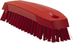 Vikan - 1" Bristle Length, Polyester Scrub Brush - 6-1/4" Long x 7" Wide Head, 7" OAL, Red, Polypropylene Block - Caliber Tooling