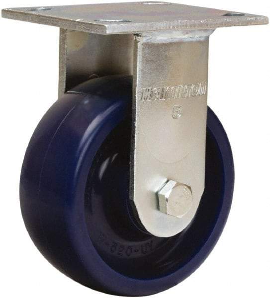 Hamilton - 5" Diam x 2" Wide x 6-1/2" OAH Top Plate Mount Rigid Caster - Polyurethane, 900 Lb Capacity, Sealed Precision Ball Bearing, 4 x 4-1/2" Plate - Caliber Tooling