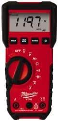 Milwaukee Tool - 2216-20, CAT III, 600 VAC/VDC, Digital True RMS Auto Ranging Multimeter - 40 mOhm, Measures Voltage, Capacitance, Current, Frequency, Resistance - Caliber Tooling