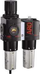 ARO/Ingersoll-Rand - 1" NPT Port Heavy Duty 2 Piece Filter/Regulator-Lubricator FRL Unit - Metal Bowl, 208 SCFM, 250 Max psi, 13.8" High x 7.323" Long, Manual Drain - Caliber Tooling