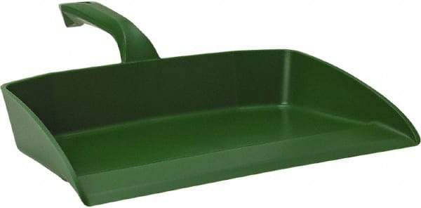 Vikan - 12-1/2" Wide Handheld Dustpan - Plastic Body, 4-1/2" Handle, Green - Caliber Tooling