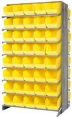 Quantum Storage - 80 Bin Store-More Sloped Shelving System - 36 Inch Overall Width x 24 Inch Overall Depth x 63-1/2 Inch Overall Height, Yellow Polypropylene Bins - Caliber Tooling