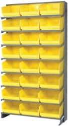 Quantum Storage - 24 Bin Store-More Sloped Shelving System - 36 Inch Overall Width x 12 Inch Overall Depth x 63-1/2 Inch Overall Height, Yellow Polypropylene Bins - Caliber Tooling