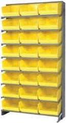 Quantum Storage - 24 Bin Store-More Sloped Shelving System - 36 Inch Overall Width x 12 Inch Overall Depth x 63-1/2 Inch Overall Height, Yellow Polypropylene Bins - Caliber Tooling