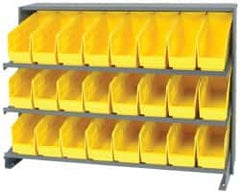 Quantum Storage - 24 Bin Store-More Sloped Shelving System - 36 Inch Overall Width x 12 Inch Overall Depth x 26-1/2 Inch Overall Height, Yellow Polypropylene Bins - Caliber Tooling