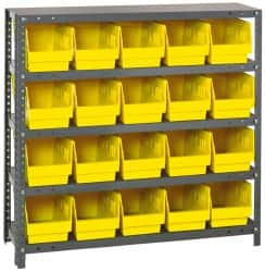 Quantum Storage - 20 Bin Store-More Shelf Bin System - 36 Inch Overall Width x 18 Inch Overall Depth x 39 Inch Overall Height, Yellow Polypropylene Bins - Caliber Tooling