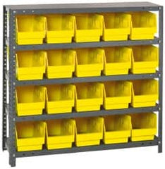 Quantum Storage - 20 Bin Store-More Shelf Bin System - 36 Inch Overall Width x 18 Inch Overall Depth x 39 Inch Overall Height, Yellow Polypropylene Bins - Caliber Tooling