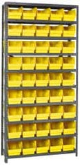 Quantum Storage - 45 Bin Store-More Shelf Bin System - 36 Inch Overall Width x 18 Inch Overall Depth x 75 Inch Overall Height, Yellow Polypropylene Bins - Caliber Tooling