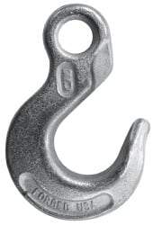 CM - Chain Grade 100, 15,000 Lbs. Load Limit Eye Sling Hook - 1.78 Inch Hook Throat, 5.69 Inch Reach, 1.13 Inch Eye Inside Diameter, 1/2 Inch Chain Diameter, 8.16 Inch Overall Length, 3/4 Inch Eye Thickness - Caliber Tooling