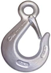 CM - Chain Grade 100, 8,800 Lbs. Load Limit Eye Sling Hook with Latch - 3 Inch Hook Throat, 5-3/4 Inch Reach, 3/4 Inch Eye Inside Diameter, 3/8 Inch Chain Diameter, 7.88 Inch Overall Length - Caliber Tooling