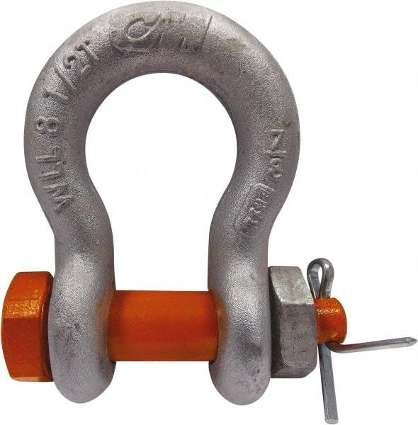 CM - 1/2" Nominal Chain Size, 3.3 Ton Alloy Steel Bolt Anchor Shackle - 23/32" Diam, 5/8" Pin Diam, 13/16" Wide Inside Jaw, 1-5/32" Inside Width - Caliber Tooling