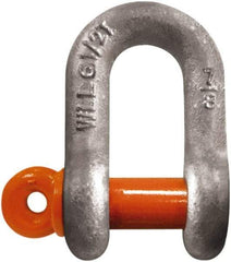 CM - 5/8" Nominal Chain Size, 3.25 Ton Carbon Steel Screw Chain Shackle - 27/32" Diam, 3/4" Pin Diam, 1-1/16" Wide Inside Jaw, 1-1/16" Inside Width - Caliber Tooling