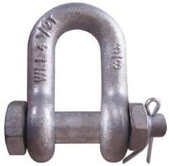 CM - 1/4" Nominal Chain Size, 0.5 Ton Carbon Steel Bolt Chain Shackle - 13/32" Diam, 9/32" Pin Diam, 15/32" Wide Inside Jaw, 15/32" Inside Width - Caliber Tooling