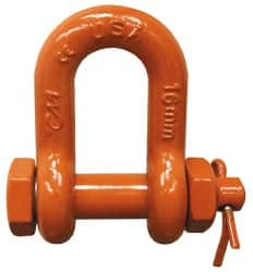 CM - 5/16" Nominal Chain Size, 1 Ton Carbon Steel Bolt Chain Shackle - 15/32" Diam, 3/8" Pin Diam, 17/32" Wide Inside Jaw, 17/32" Inside Width - Caliber Tooling