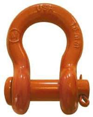 CM - 1/2" Nominal Chain Size, 3 Ton Carbon Steel Round Anchor Shackle - 23/32" Diam, 5/8" Pin Diam, 13/16" Wide Inside Jaw, 1-5/32" Inside Width - Caliber Tooling