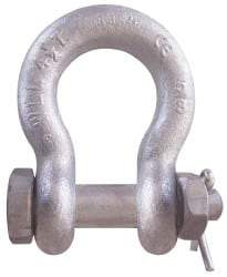 CM - 1/2" Nominal Chain Size, 3 Ton Carbon Steel Bolt Anchor Shackle - 23/32" Diam, 5/8" Pin Diam, 13/16" Wide Inside Jaw, 1-5/32" Inside Width - Caliber Tooling