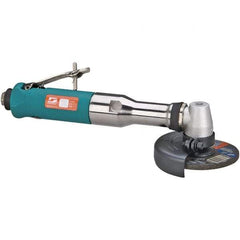 Dynabrade - 4" Wheel Diam, 13,500 RPM, Pneumatic Angle & Disc Grinder - 3/8-24 Spindle, 40 CFM, Rear Exhaust - Caliber Tooling