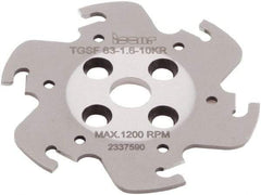 Iscar - Arbor Hole Connection, 1/16" Cutting Width, 0.591" Depth of Cut, 63mm Cutter Diam, 0.3937" Hole Diam, 6 Tooth Indexable Slotting Cutter - TGSF Toolholder, TAG N-A, TAG N-C/W/M, TAG N-J/JS/JT, TAG N-LF, TAG N-MF, TAG N-UT Insert - Caliber Tooling