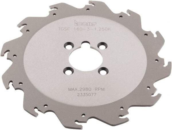 Iscar - Arbor Hole Connection, 0.118" Cutting Width, 2.05" Depth of Cut, 0.098" Cutter Diam, 1-1/4" Hole Diam, 8 Tooth Indexable Slotting Cutter - TGSF Toolholder, TAG N3 Insert - Caliber Tooling