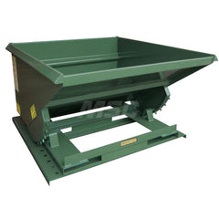 Stationary Tilt Hopper: 5,000 lb Capacity, 42″ Wide, 56.75″ Long, 35.5″ High Green, Powder Coated Steel, Hand Control