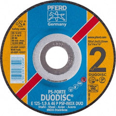 PFERD - 46 Grit, 5" Wheel Diam, 1/8" Wheel Thickness, 7/8" Arbor Hole, Type 27 Depressed Center Wheel - Aluminum Oxide - Caliber Tooling