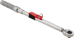 Proto - 1/2" Drive Micrometer Ratchet Head Tethered Torque Wrench - 40 N/m to 200 N/m Torque, 21-1/2" OAL, 1 N/m Graduation, Pear Head - Caliber Tooling