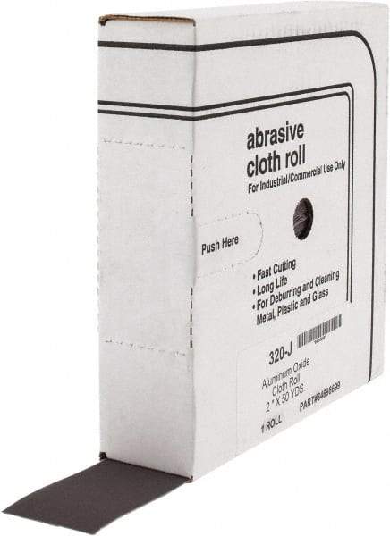 Tru-Maxx - 2" x 50 Yd 320 Grit Aluminum Oxide Cloth Roll - Extra Fine Grade, J Weighted Backing - Caliber Tooling