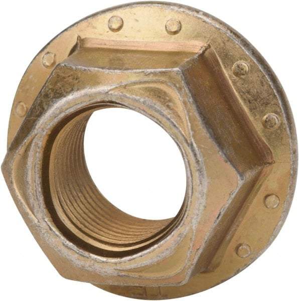 Made in USA - 5/16-24 Grade 8 Steel Hex Flange Lock Nut - Zinc Yellow Dichromate Finish - Caliber Tooling