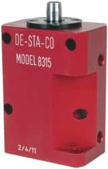 De-Sta-Co - 90 Lb Clamping Force, Right Hand Swing, 31.75mm Total Stroke, Single-Acting Pneumatic Swing Clamp - 1/8 NPT Port, 104.39mm Body Length x 38.1mm Body Width, 2.01 Cu In (Clamp), 2.26 Cu In (Unclamp), 130 Max psi - Caliber Tooling