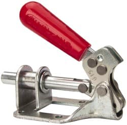 De-Sta-Co - 300 Lb Load Capacity, Flanged Base, Carbon Steel, Standard Straight Line Action Clamp - 4 Mounting Holes, 0.22" Mounting Hole Diam, 0.44" Plunger Diam, Straight Handle - Caliber Tooling