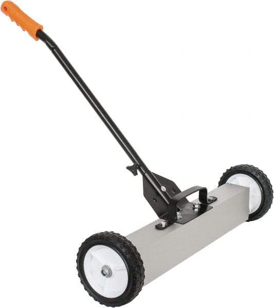 Shields Magnetics - 24" Long Push Magnetic Sweeper with Wheels - 6-13/16" Wide x 13" High x 48" Long, 7" Wheel Diam, 3/4 to 1-1/2" Clearance - Caliber Tooling