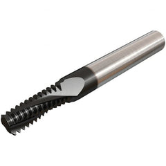 Iscar - 7/16-28 UNEF, 1/4" Cutting Diam, 3 Flute, Solid Carbide Helical Flute Thread Mill - Internal Thread, 0.56" LOC, 2-1/2" OAL, 1/4" Shank Diam - Caliber Tooling