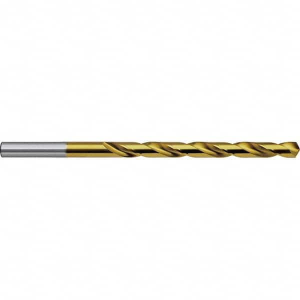 Extra Length Drill Bit: 0.0748″ Dia, 118 °, High Speed Steel TiN Finish, 1.4961″ Flute Length, Spiral Flute, Straight-Cylindrical Shank, Series 666