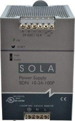 Sola/Hevi-Duty - 240 Watt, 10 Amp, 230 VAC Input, 24 VDC Output, DIN Rail Power Supply - 3.26 Inch Wide x 4.55 Inch Deep x 4.88 Inch High, Up to 88% Efficiency, 14 to 140°F, Green LED - Caliber Tooling